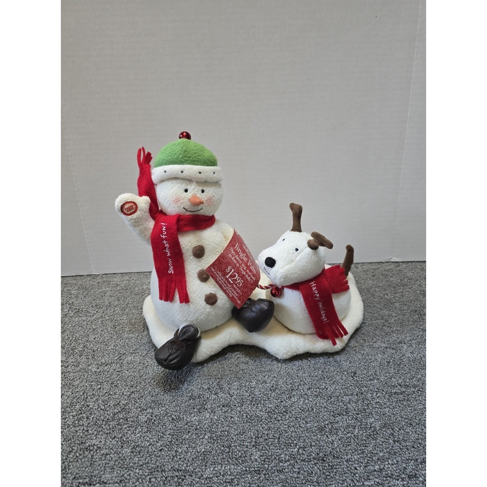 Hallmark Jingle Pals Snowman & Dog Animated Plush Singing "Jingle Bells" WORKS!